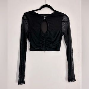 Mesh cut out key hole crop top